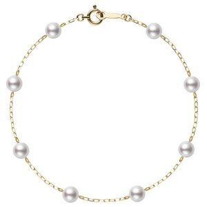 Mikimoto - Akoya Cultured Pearl Station Bracelet in 18K Yellow Gold